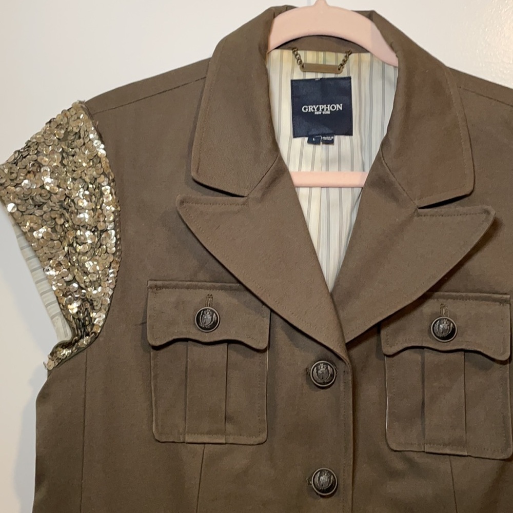 Gryphon Military Green Jacket with Sequins